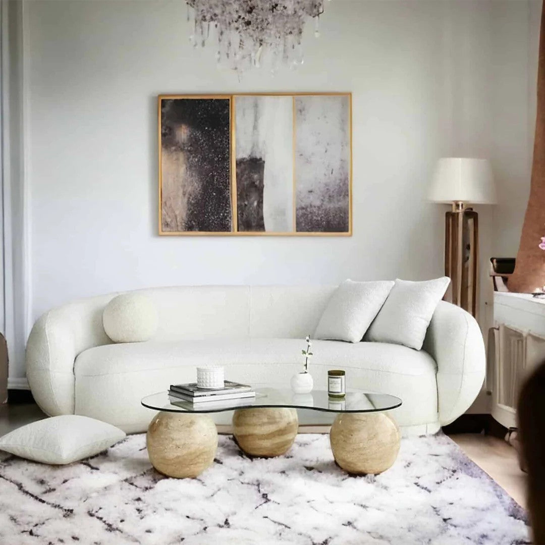 Canapé design 3 places Oliver Tissu bouclette