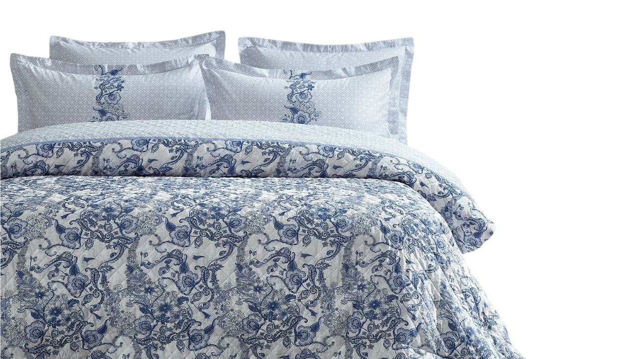 Marinella Ensemble de Literie Matelassé Complet  Bleu