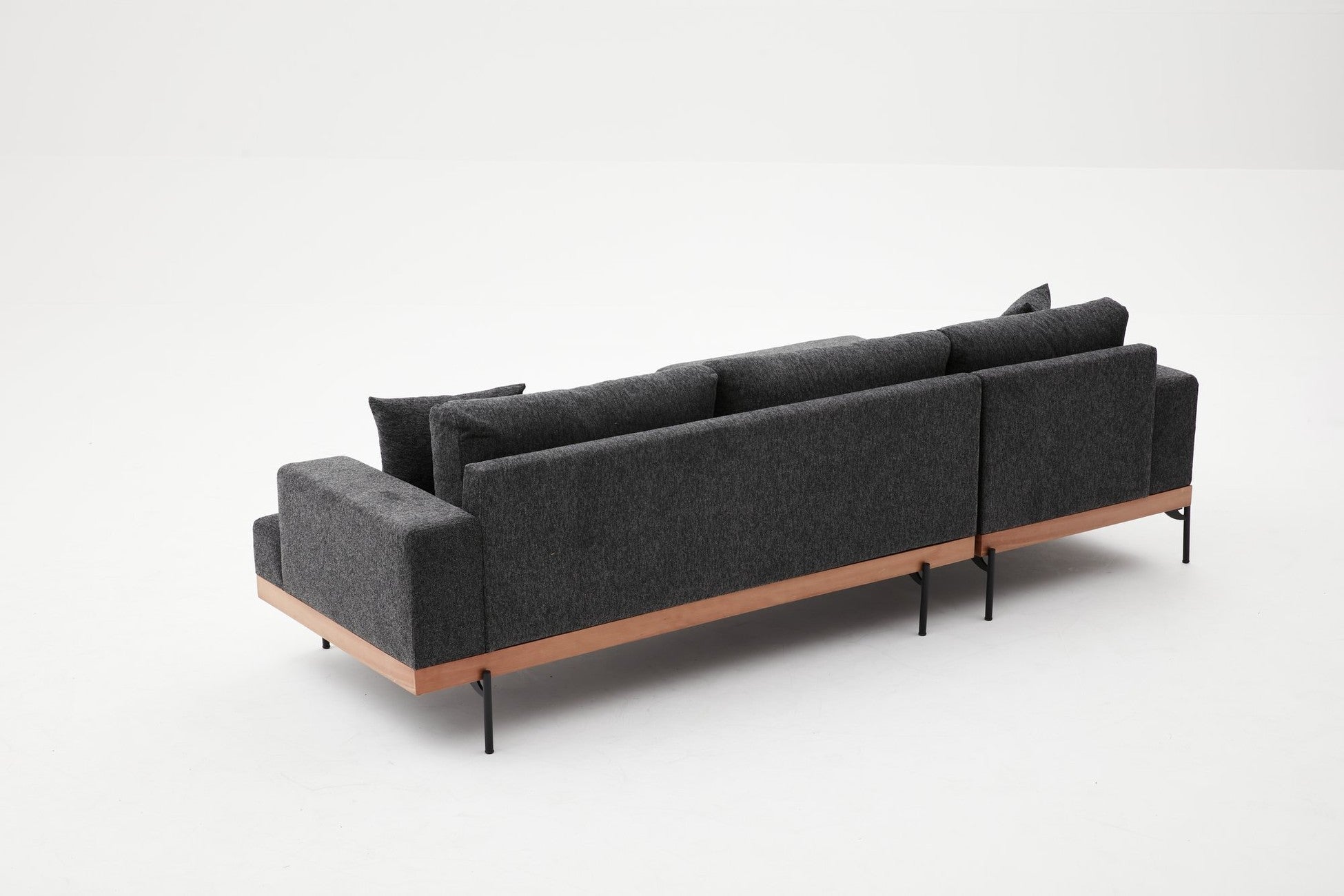 Canapé d'angle à gauche Liva Tissu Gris