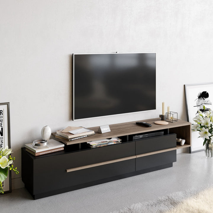 Meuble TV Pia - Black, Walnut
