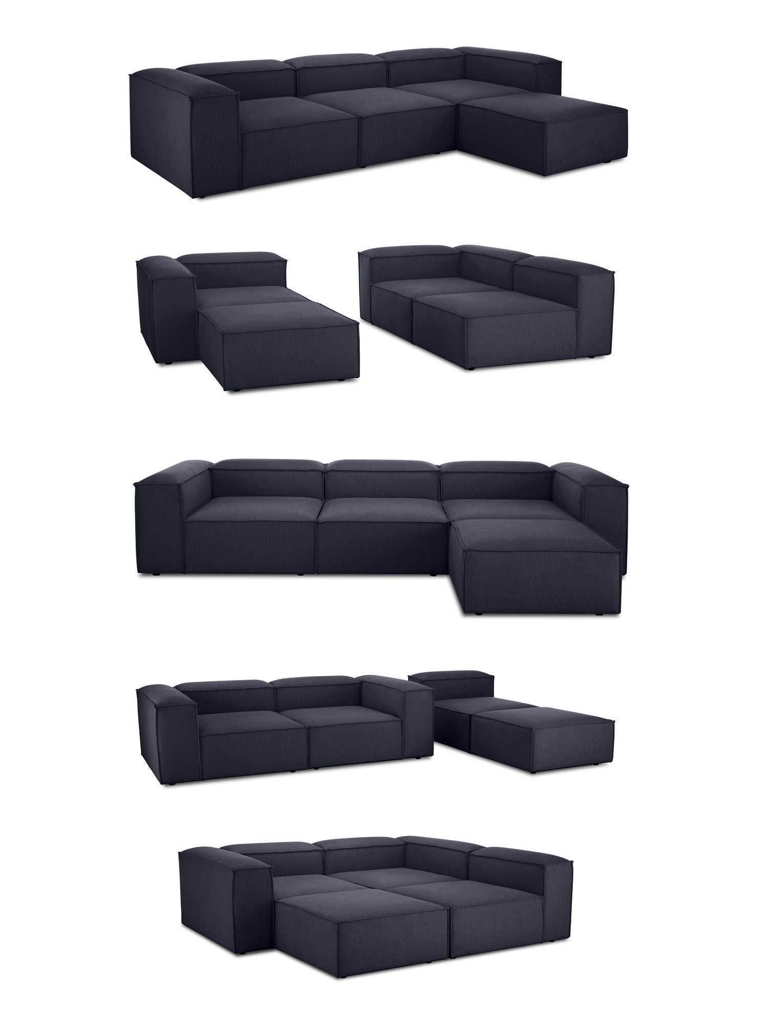 Canapé modulable 4 places en Lin avec pouf Frid