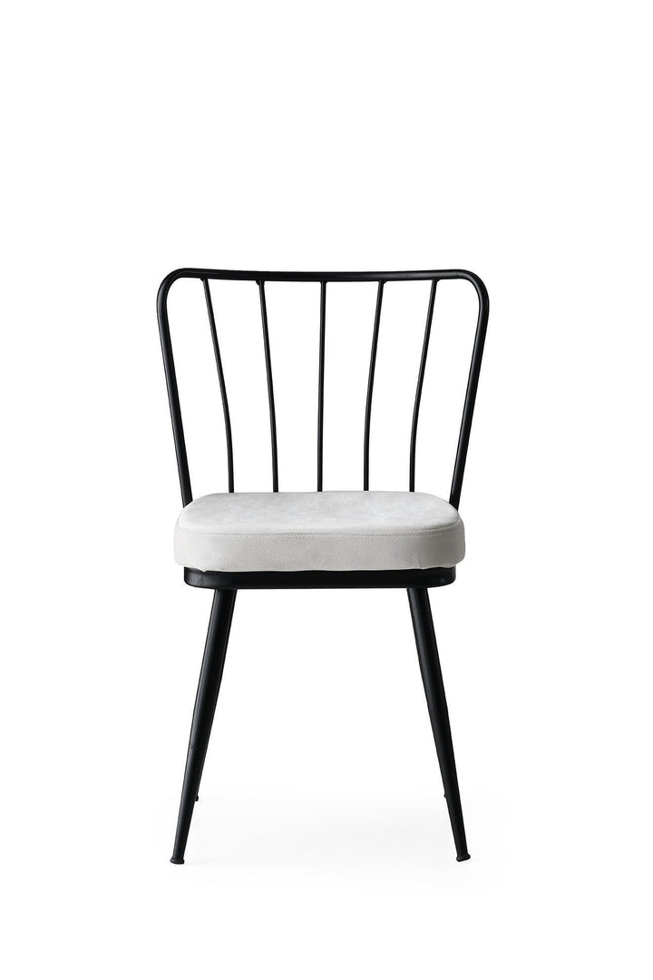 Lot de 4 chaises Gino Métal Noir et Velours Blanc