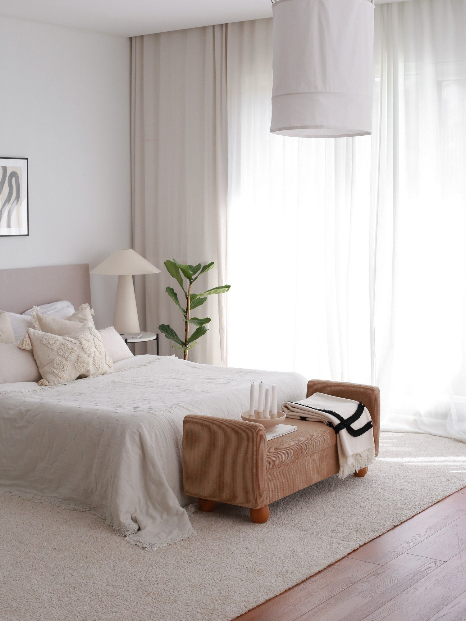 Banquette coffre Evar L115cm Velours côtelé Camel