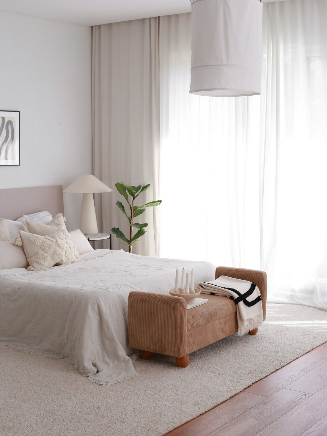 Banquette coffre Evar L115cm Velours côtelé Camel