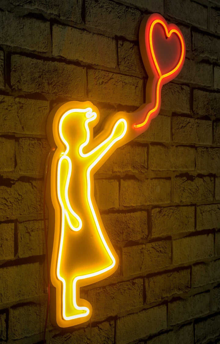 Éclairage LED en plastique décoratif Balloon Girl - Yellow