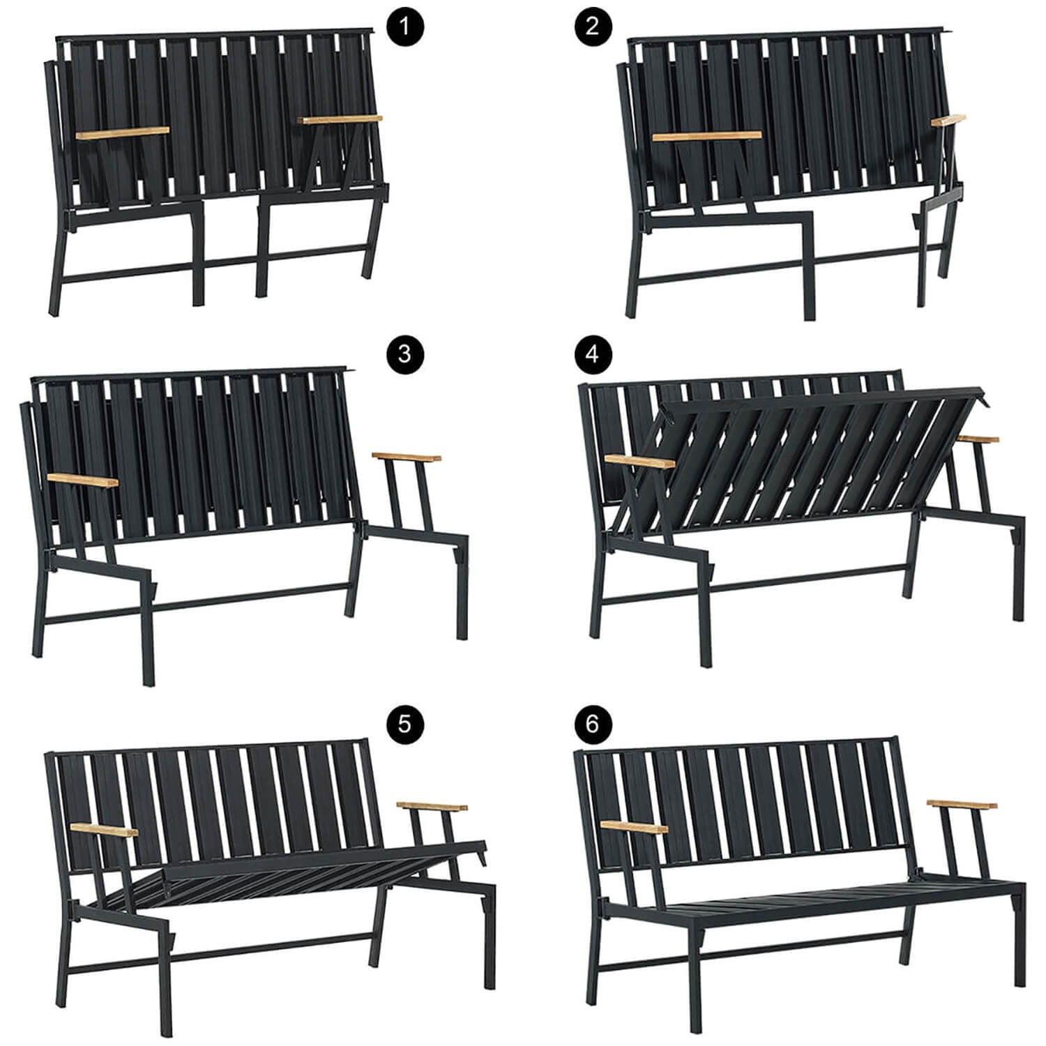 Canapé jardin de 2 places Lotus - Black, Anthracite