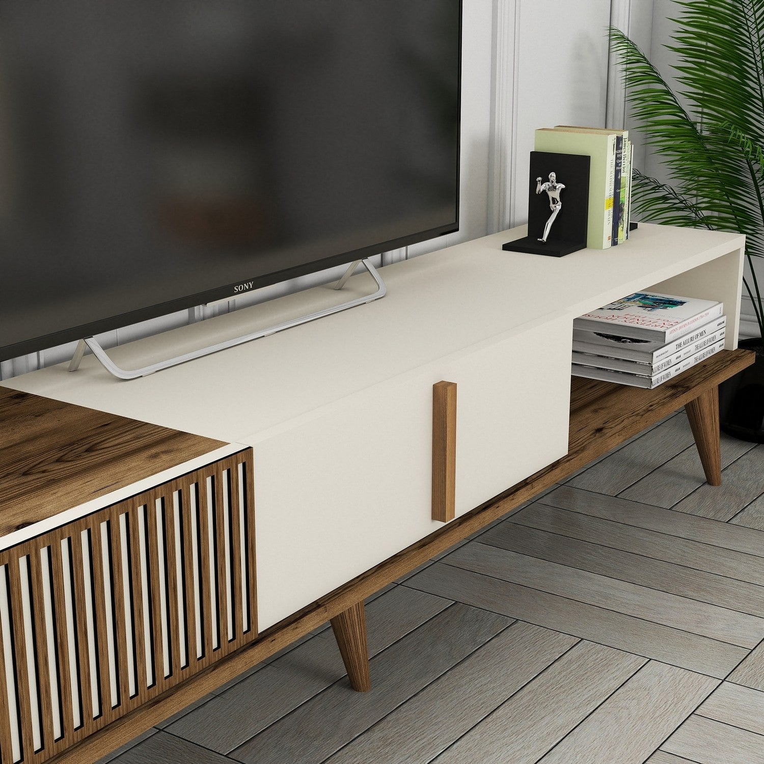 Meuble TV Milan Alt - Walnut, Cream