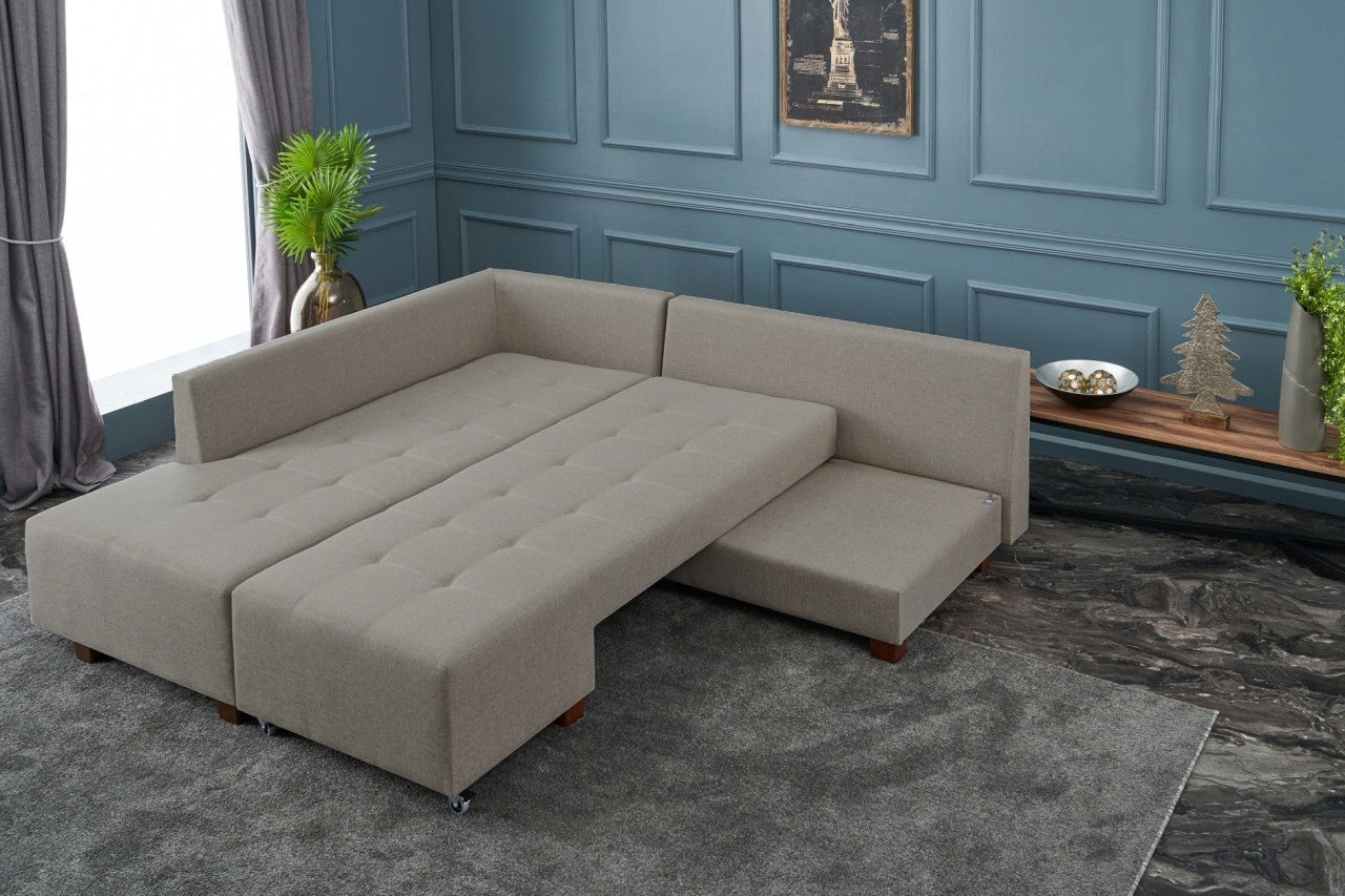 Canapé d'angle Manama Corner Sofa Bed Left - Cream