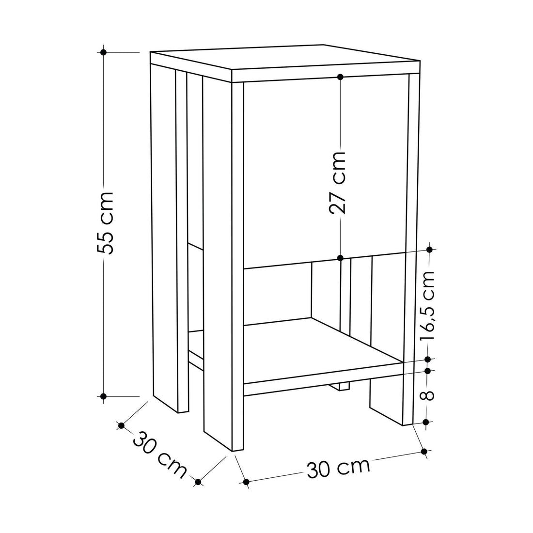 La table de nuit Ema - White, White