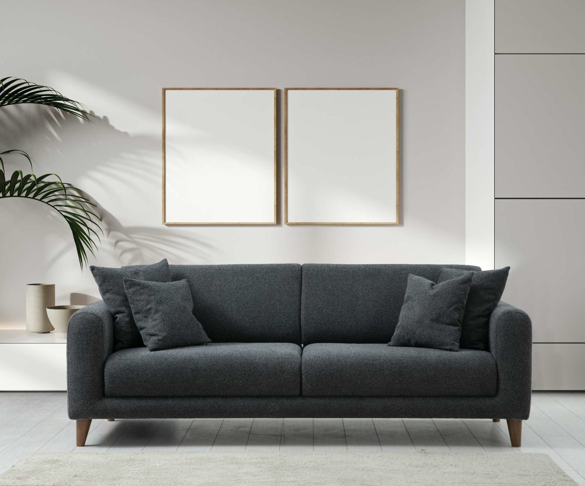 Sofa Sare 3+1 - Dark Grey, Ares White