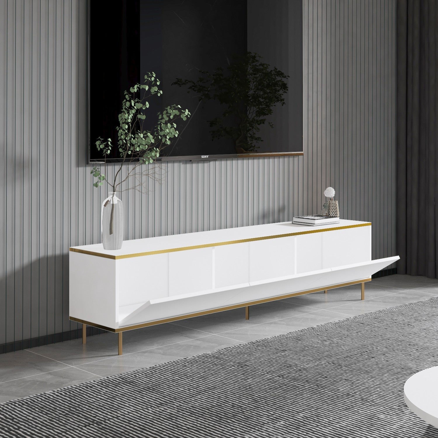 Meuble TV Imaj - White, Gold