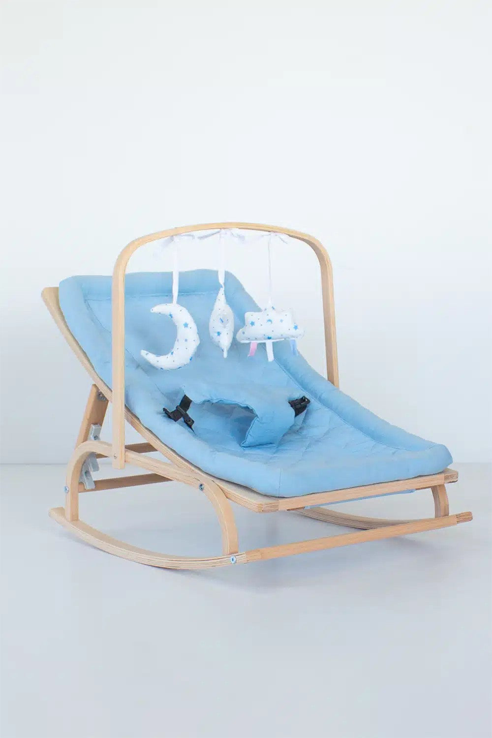 Transat bébé bois ajustable + Avec 3 douceur jouet en tissu