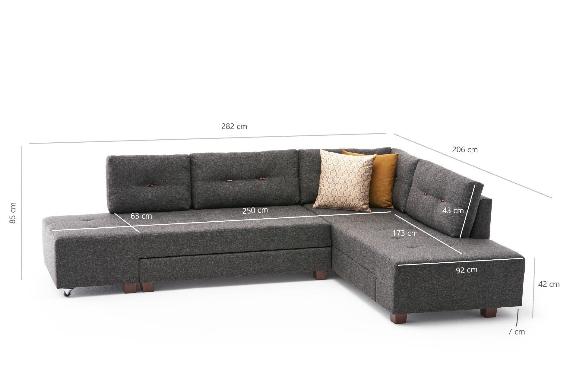 Canapé d'angle Manama Corner Sofa Bed Right - Anthracite