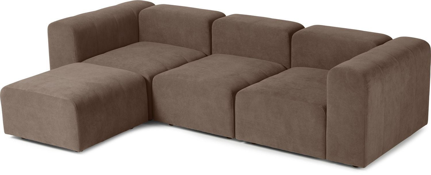 Canapé modulable 4 places en tissu avec pouf Pietro