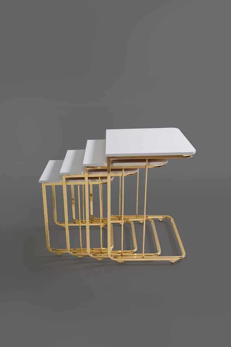 Vegas Table Gigognes Doré Blanc