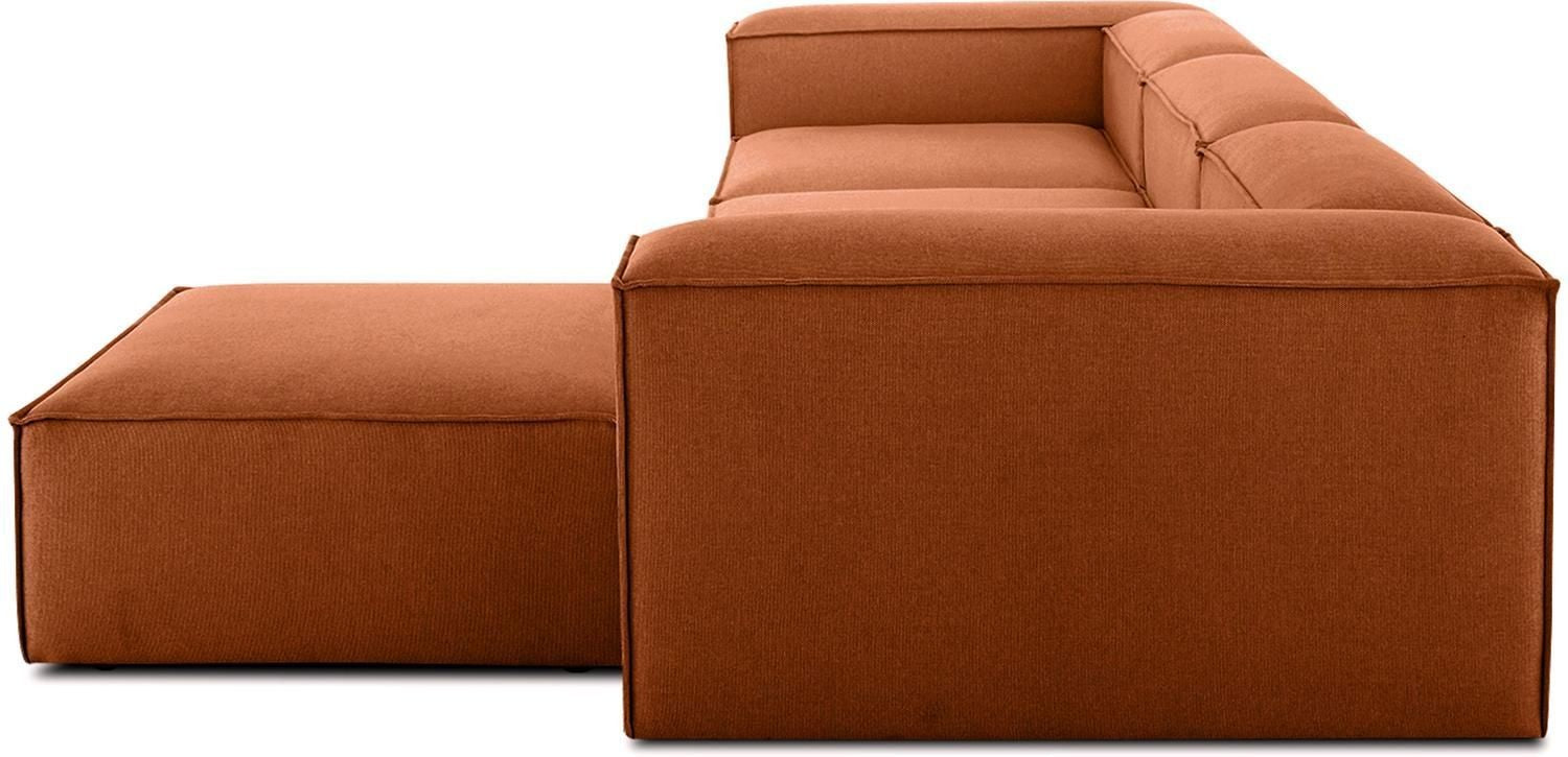 Canapé modulable 4 places en Lin avec pouf Frid