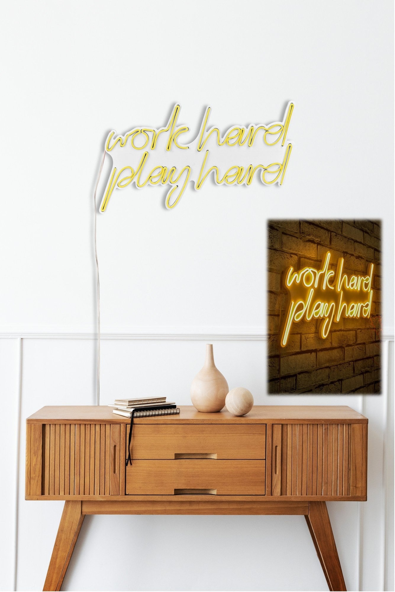 Éclairage LED en plastique décoratif Work Hard Play Hard - Yellow