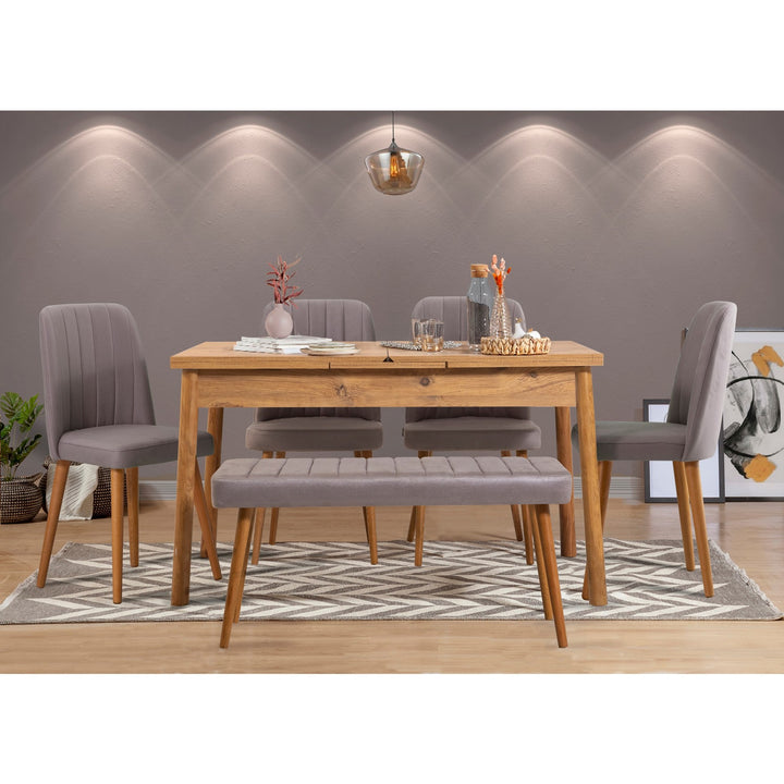 Ensemble table à manger et chaises extensibles (6 pièces) Santiago Atlantic Grey