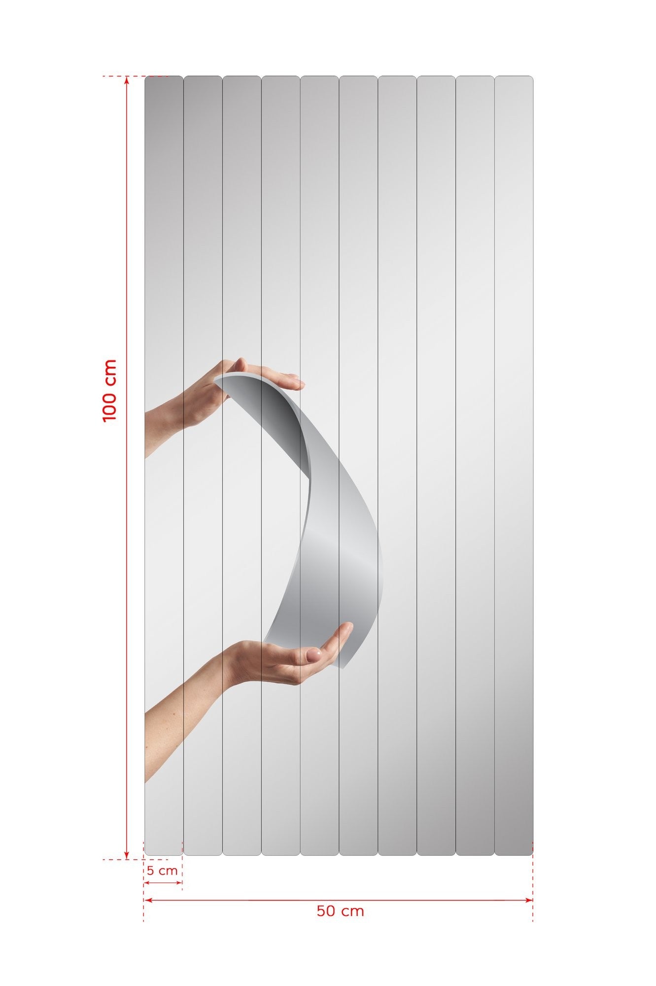 Miroir Rectangular Stripe - 5 x 100 cm ( 10 Pieces ) - Silver