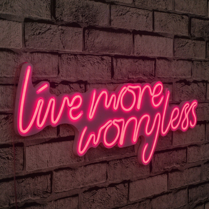 Éclairage LED en plastique décoratif Live More Worry Less - Pink