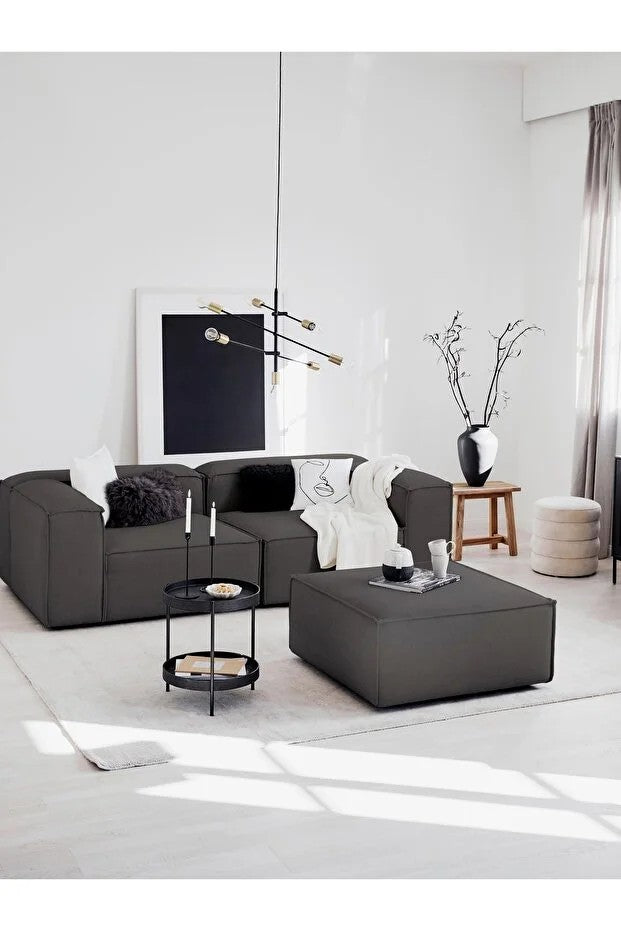 Canapé modulable 3 places en Lin avec pouf Frid