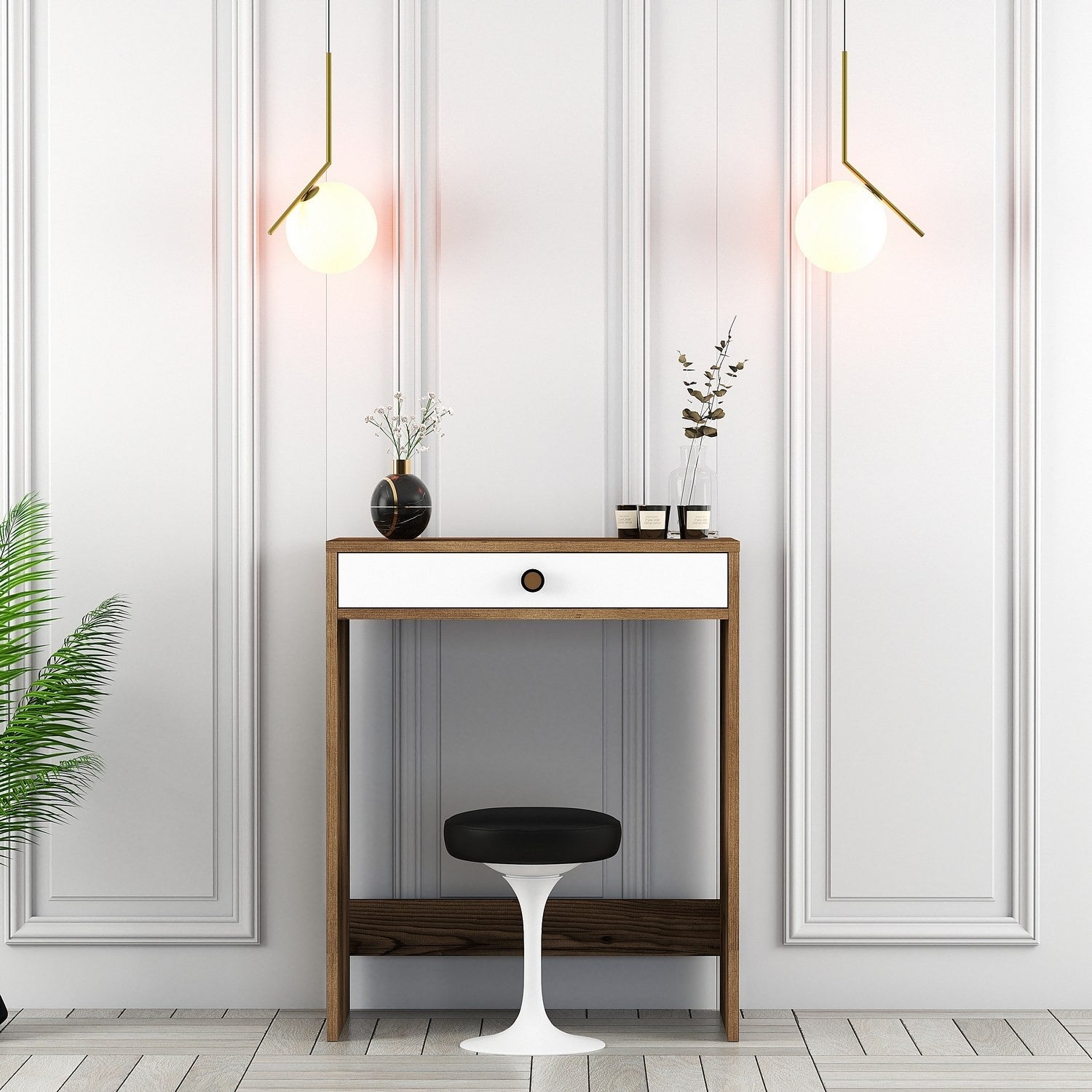 Table de maquillage Lizbon - Walnut, White