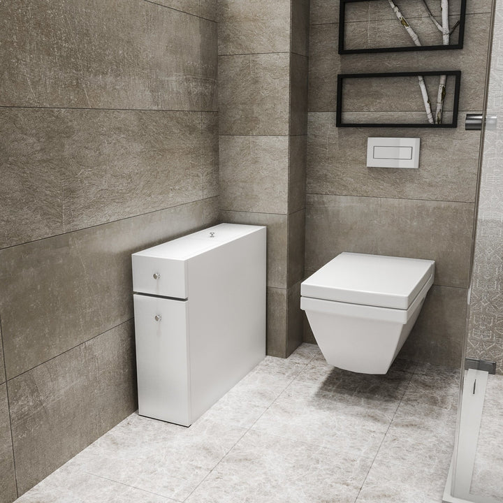 Rangement de salle de bain 1 porte et 2 tiroirs Calencia Bois Blanc