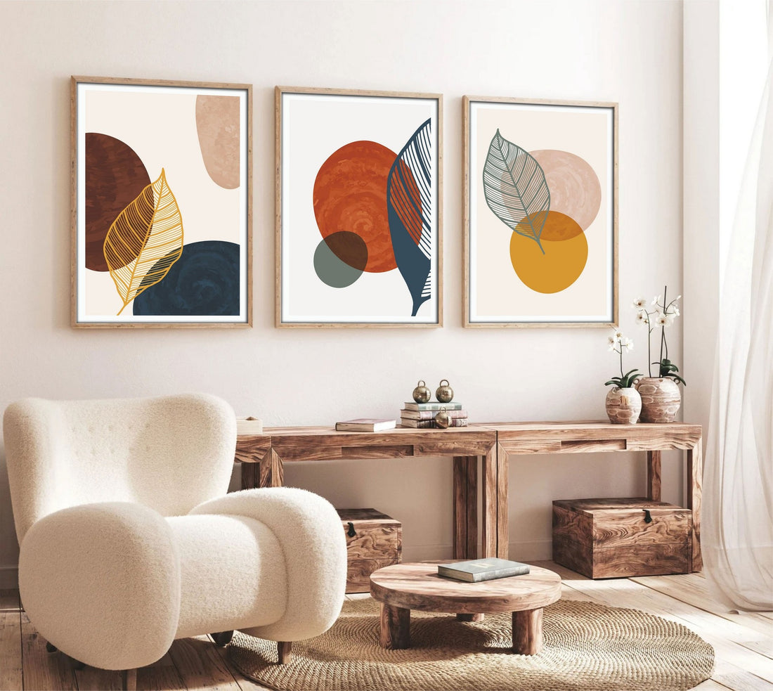 Peinture MDF encadrée décorative (3 pièces) Huhu209 - 50 x 35