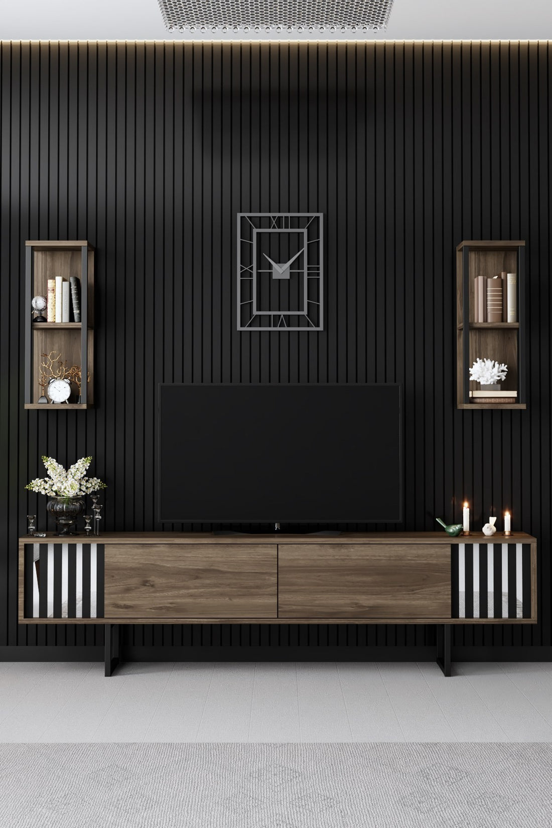 Ensemble de meubles de salon Chrome Line Set - Walnut, Black