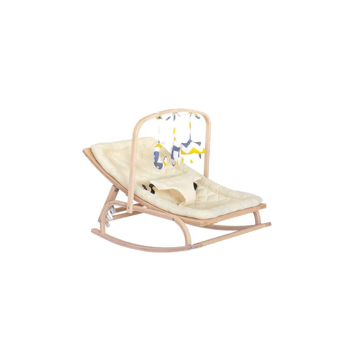 Transat bébé bois ajustable + Avec 3 douceur jouet en tissu