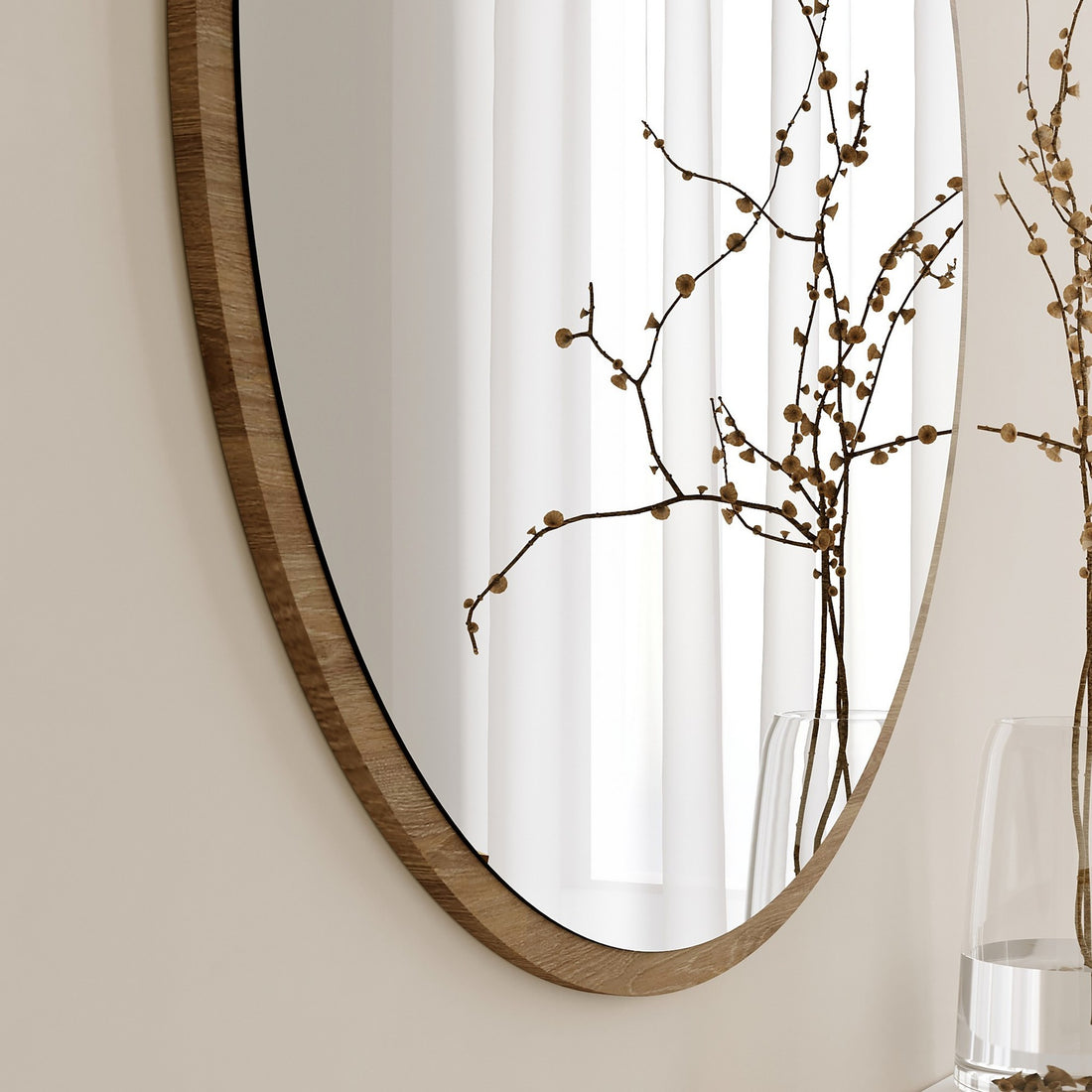 Miroir Dekoratif Yuvarlak Ayna Ceviz A707