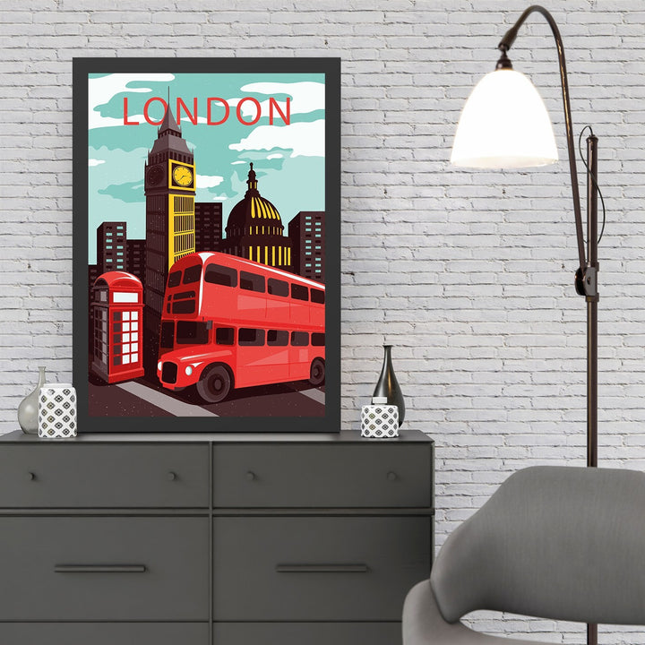 Peinture mdf encadrée décorative London 8 (40 x 55)