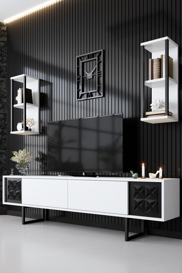 Ensemble de meubles de salon Black Line Set - White, Black
