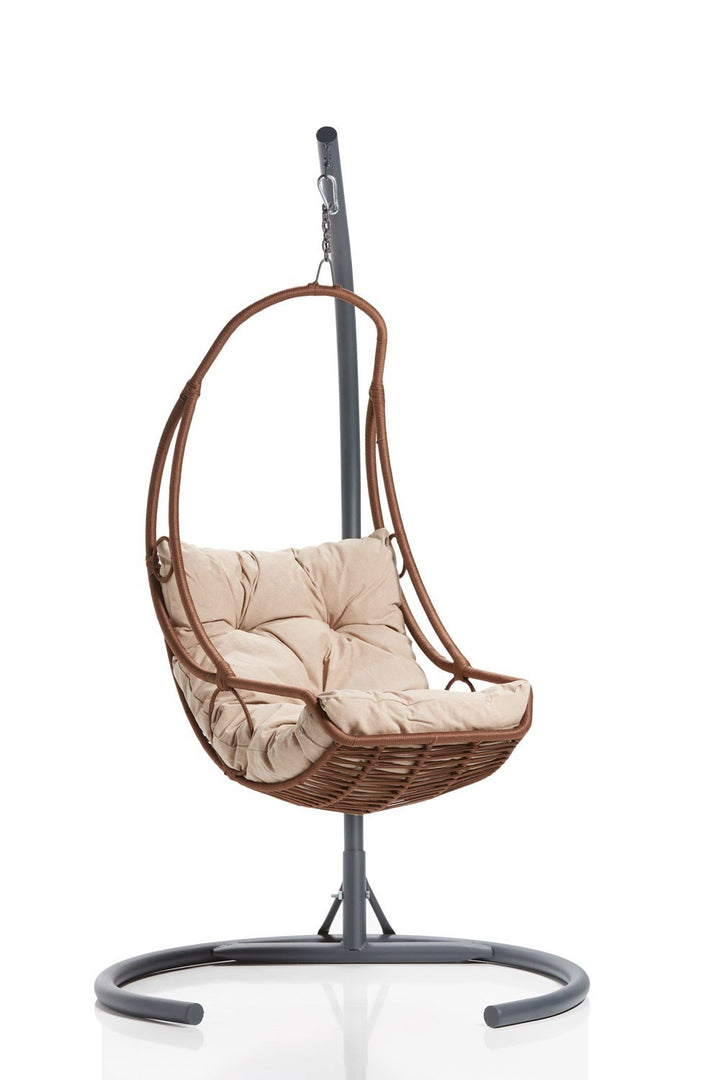 Chaise de balançoire unique de jardin Florya - Camel, Black