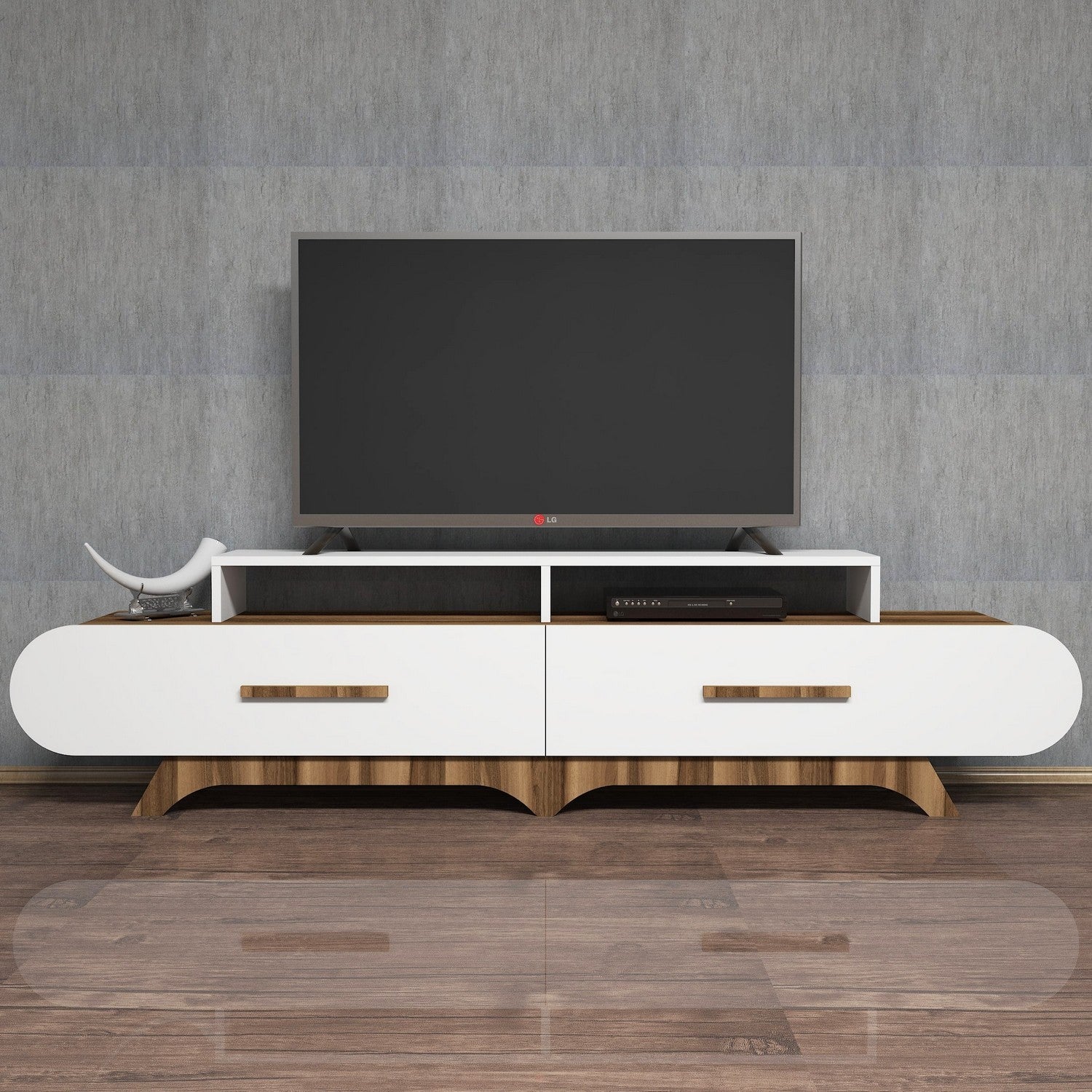 Meuble TV Flora - Walnut, White