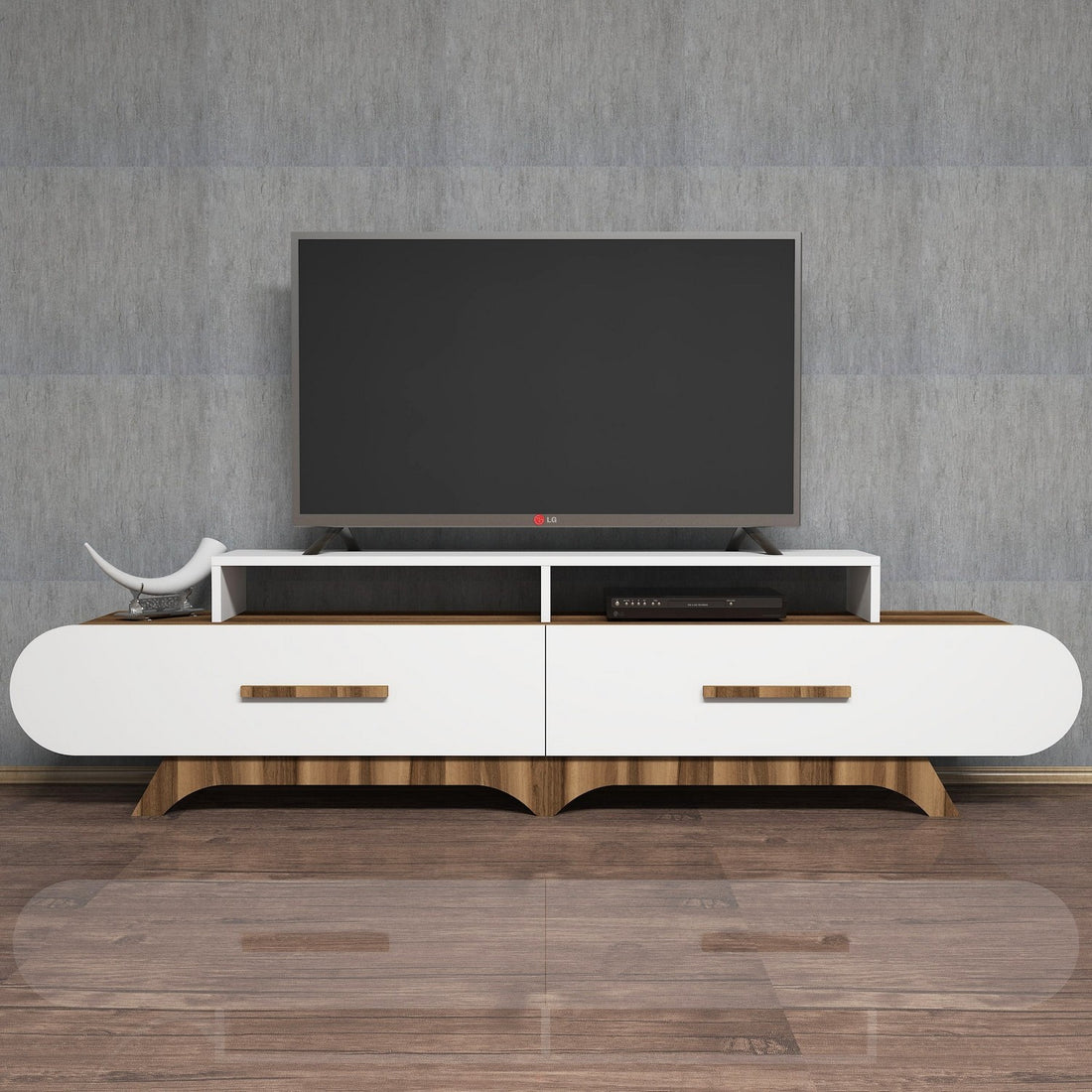 Meuble TV Flora - Walnut, White