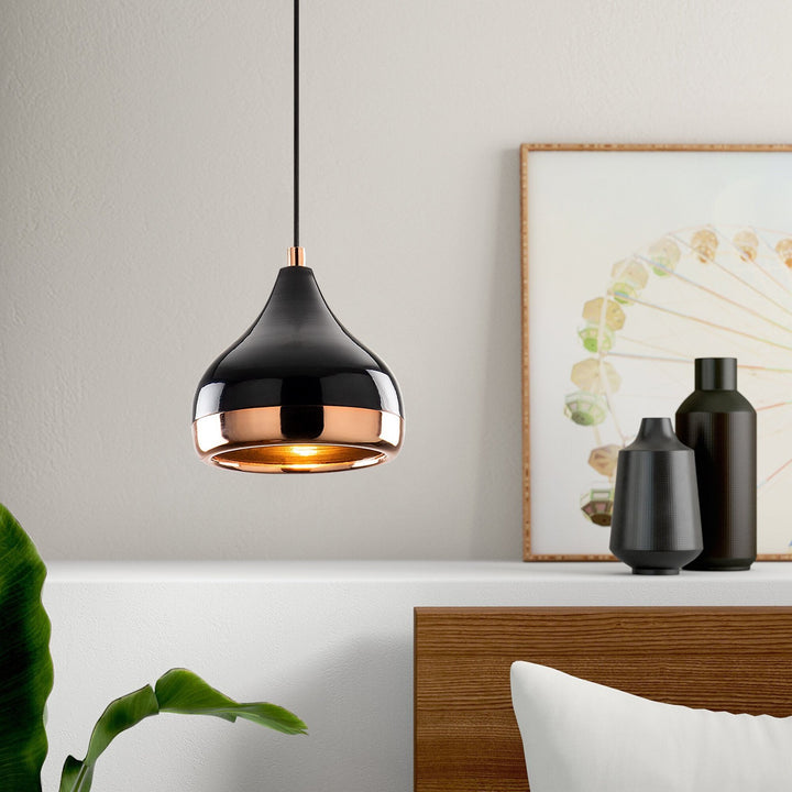 Suspension Style Moderne Acier Noir Et Cuivre Yildo