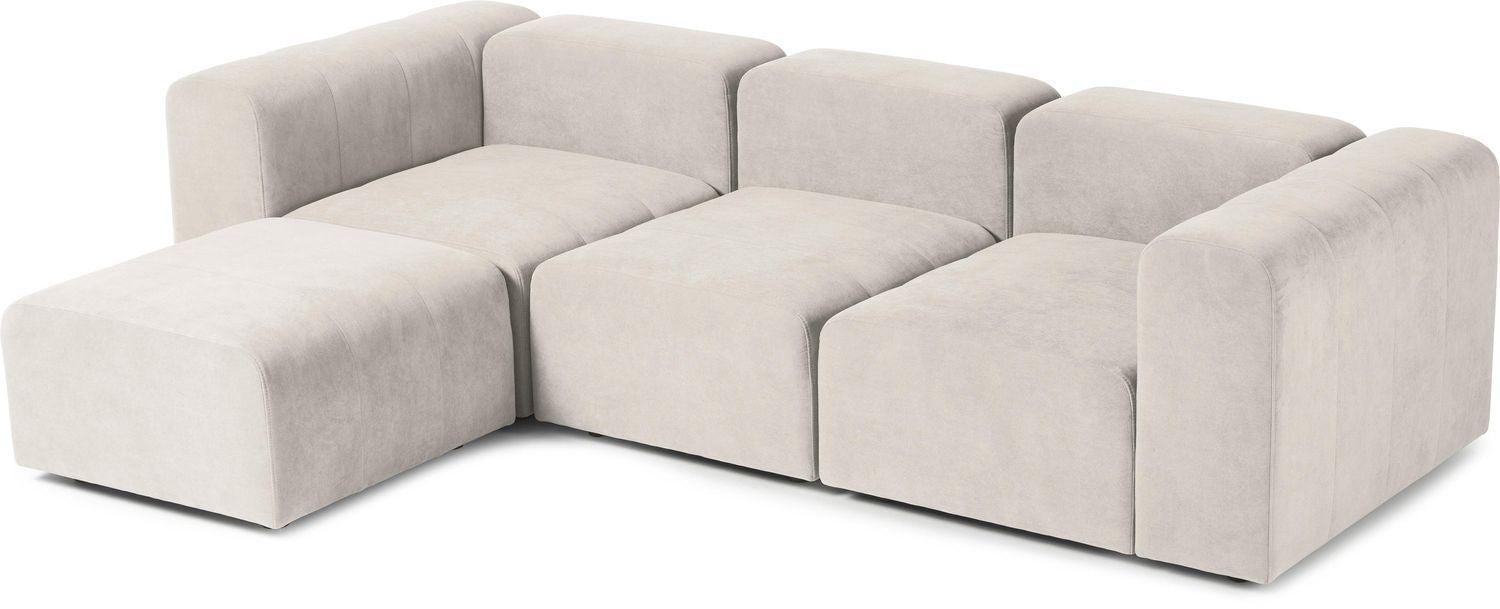 Canapé modulable 4 places en tissu avec pouf Pietro