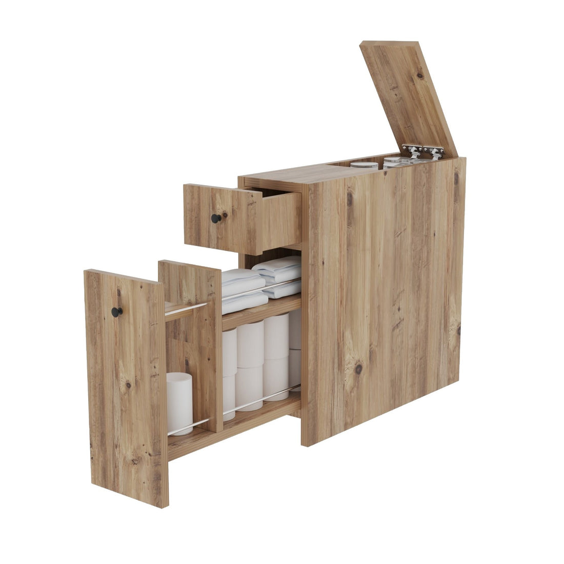 Meuble de salle de bain Caleen avec tiroirs en noyer
