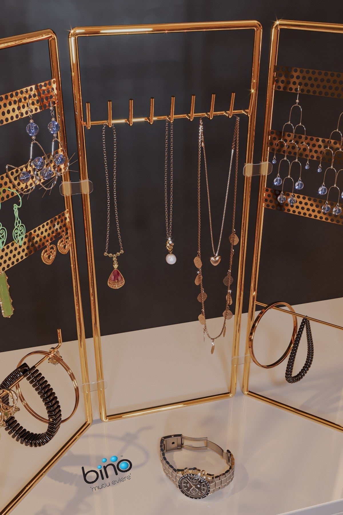 Organisateur de présentoir à bijoux 3'lü Takı Standı