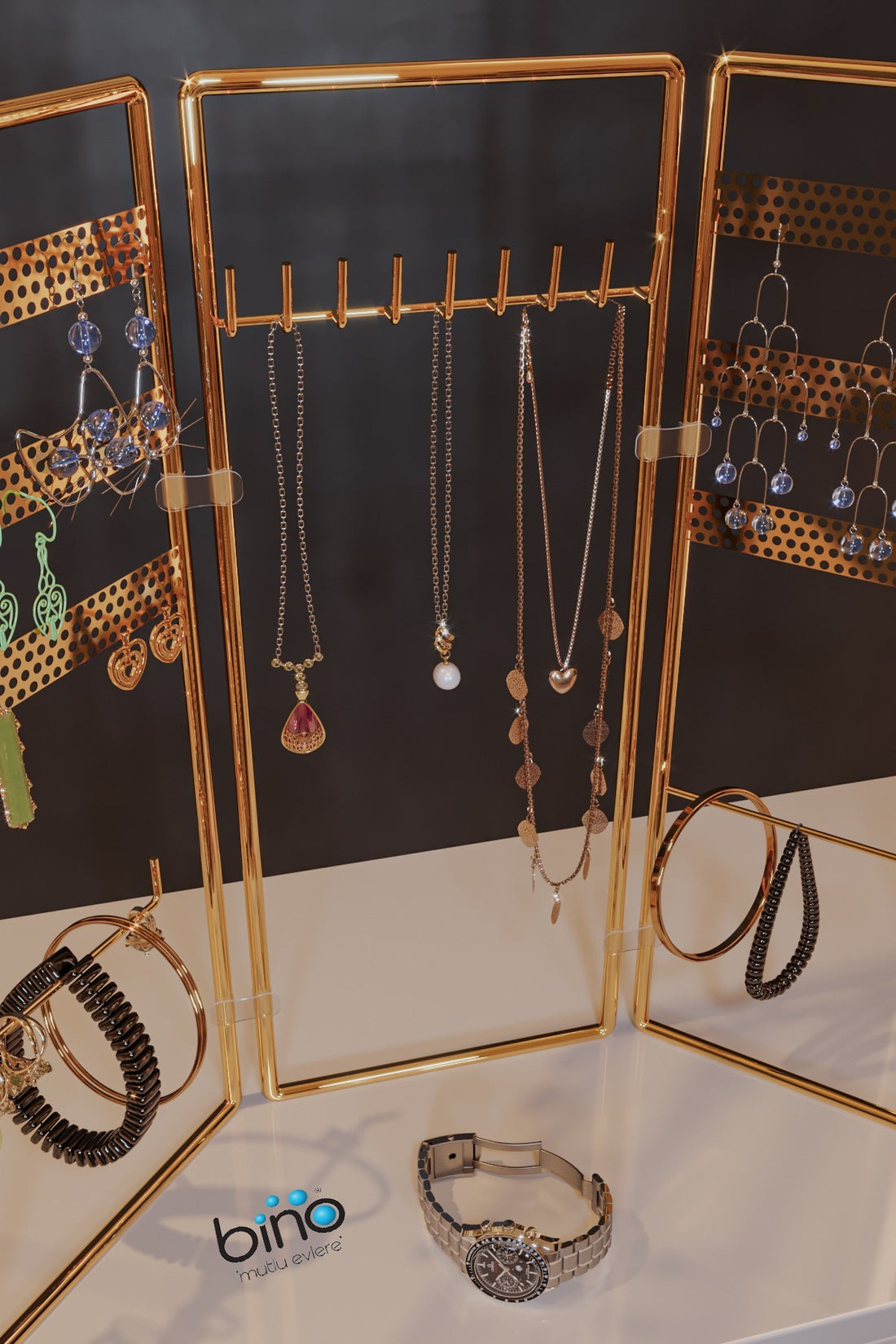 Organisateur de présentoir à bijoux 3'lü Takı Standı