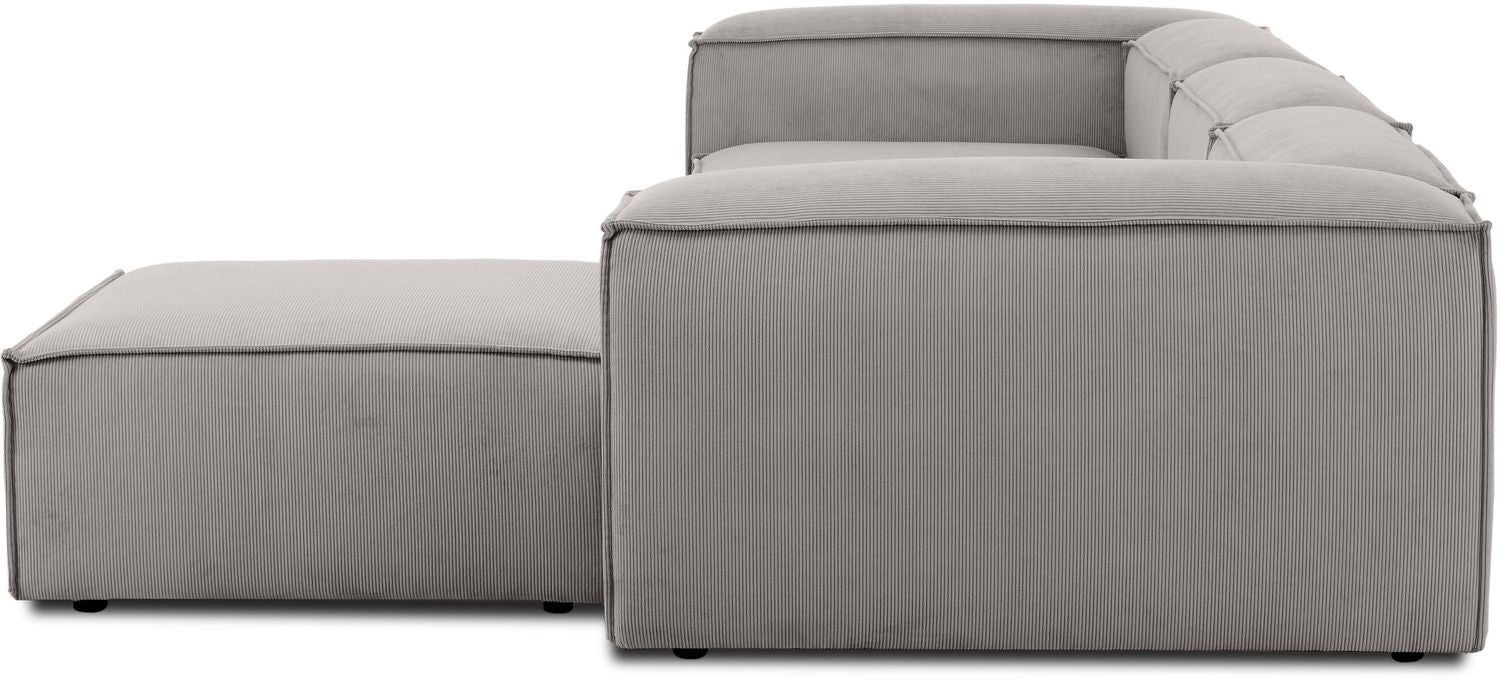 Canapé modulable 4 places en velours côtelé avec pouf Frida