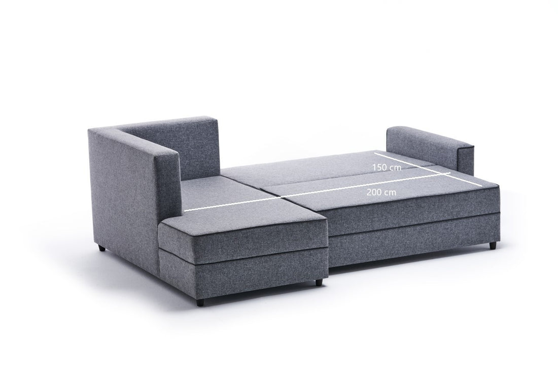 Canapé d'angle à droite convertible Milos Tissu Gris