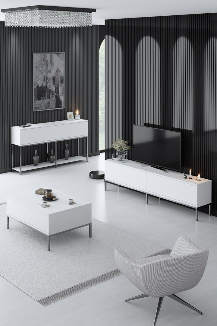 Ensemble de meubles de salon Lord - White, Silver