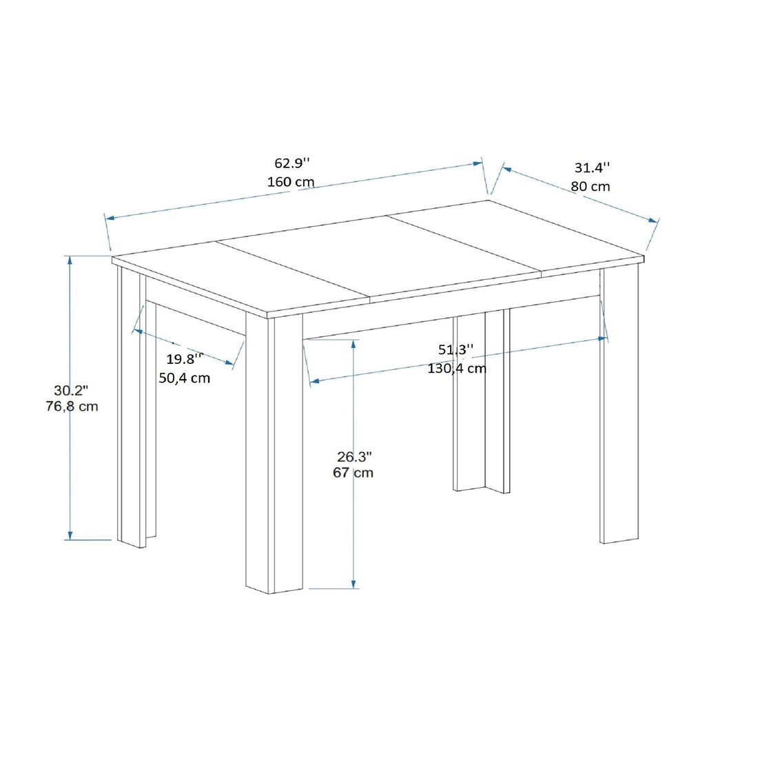 Table à manger Line - Light Walnut, Black
