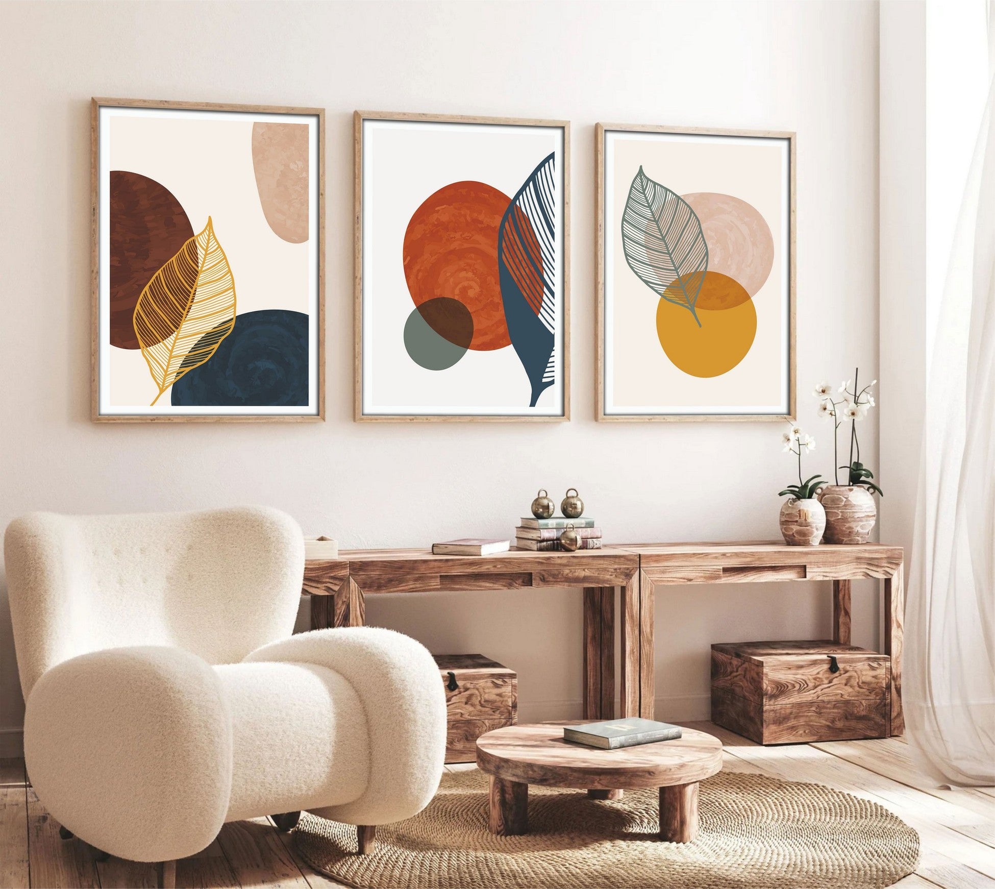 Peinture mdf encadrée décorative (3 pièces) Huhu209 - 50 x 70