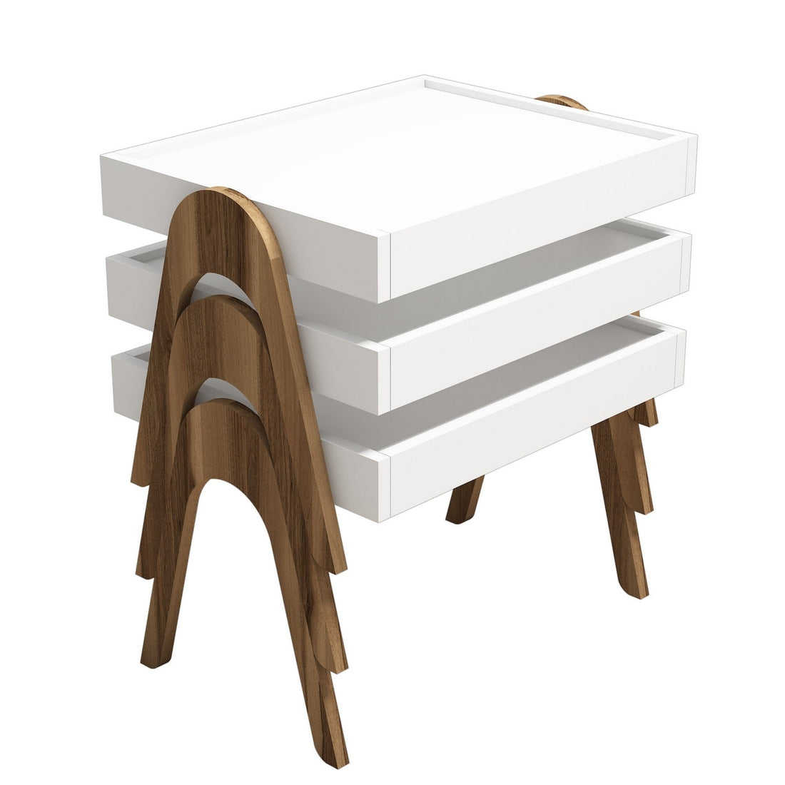 Table gigogne (3 pièces) Roma - Walnut, White