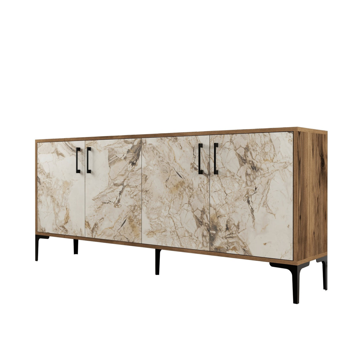 Console Kiev - Walnut, White Marble