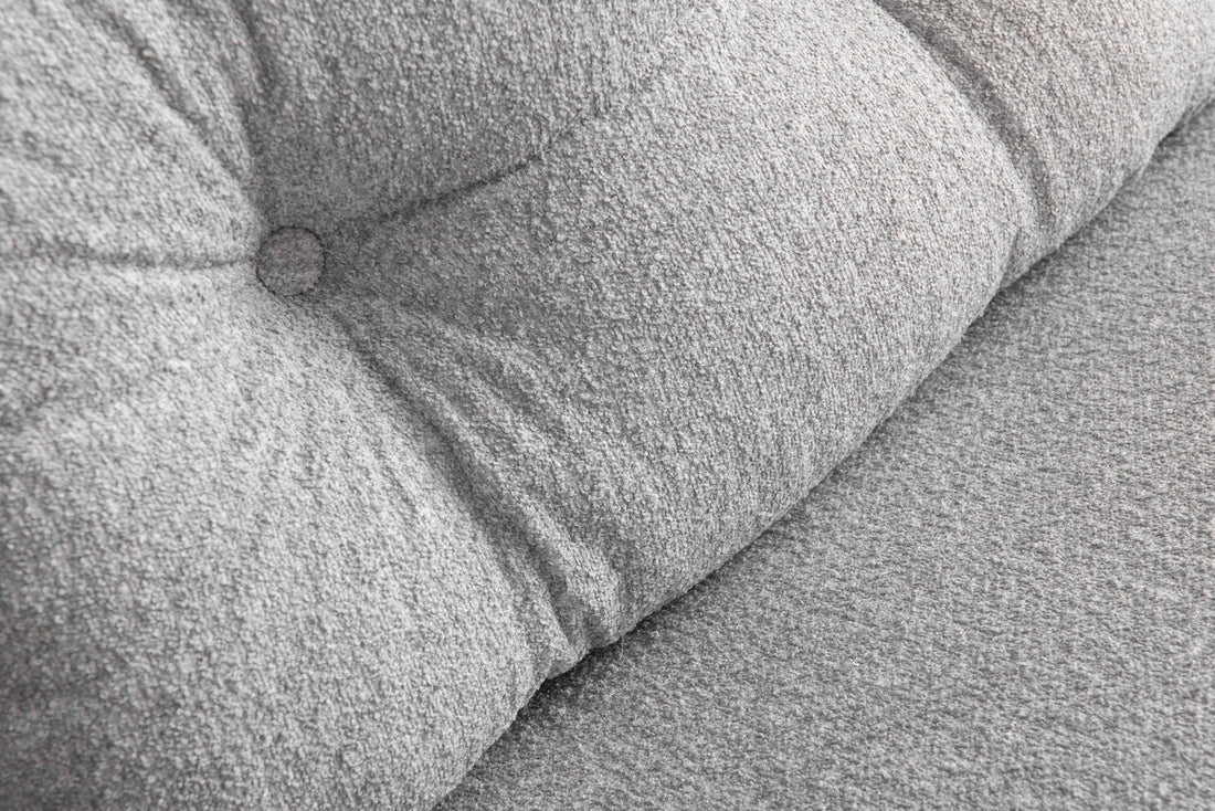 Canapé 2 places convertible Yolanda Métal Noir et Tissu bouclette Gris