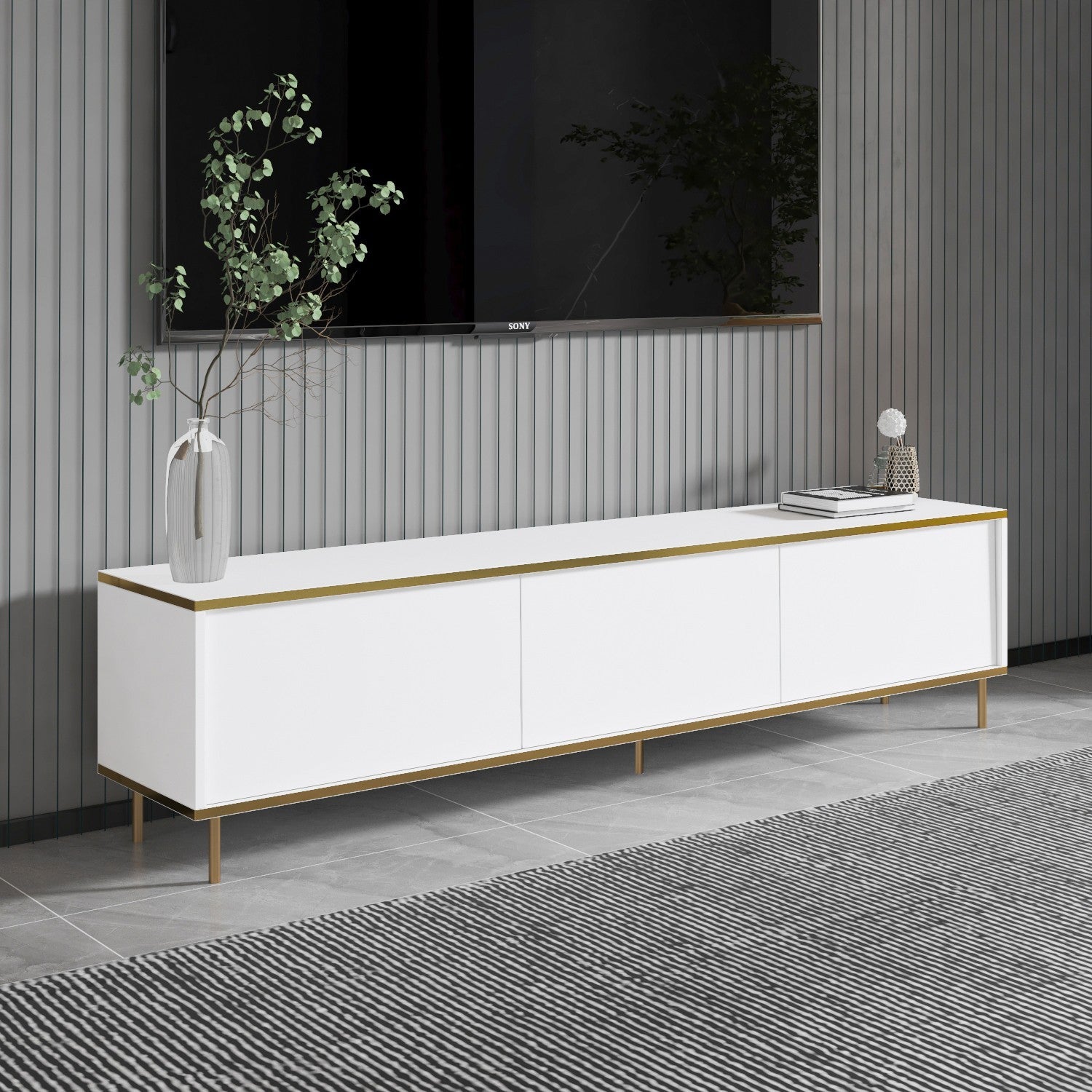 Meuble TV Imaj - White, Gold